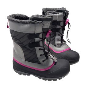 All in Motion | Girls Black Grey Thermolite Ecomade Winter Snow Boots Size 4